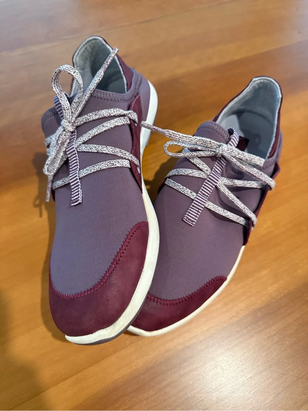 OluKai Miki Li Leather Textile Sneakers Burgundy Mauve